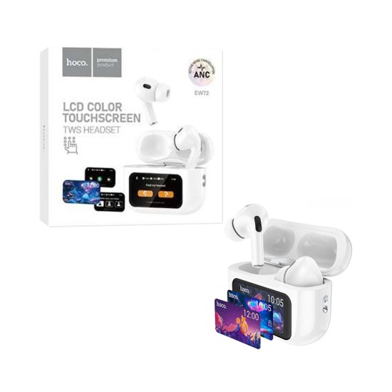 Fones de ouvido Hoco True Wireless com tela sensível ao toque EW72 Soar Bluetooth V5.4 Branco